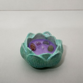 Vela flor de loto frutal con fluorita