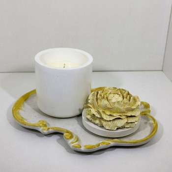 Vela manzana y canela más bandeja vintage