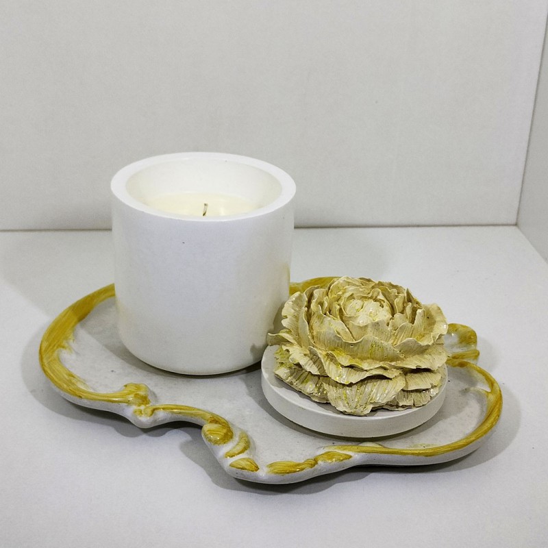 Vela manzana y canela más bandeja vintage