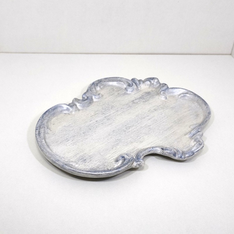 Bandeja vintage azul y plata