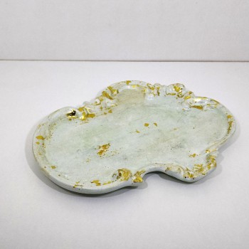 Bandeja vintage verde y oro