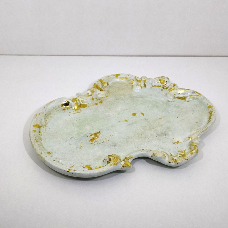 Bandeja vintage verde y oro