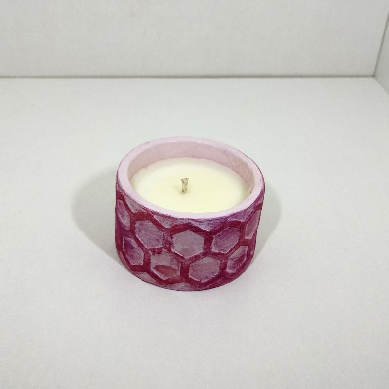 Vela panal de té matcha con miel, fucsia